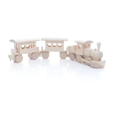 Productafbeelding van Houten trein met aanhanger. Breedte: 52 cm. Nieuw