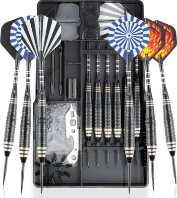 Produktbild von CareGames Steeldarts Set 24g mit Alu Schaft und Zubehör Schwarz