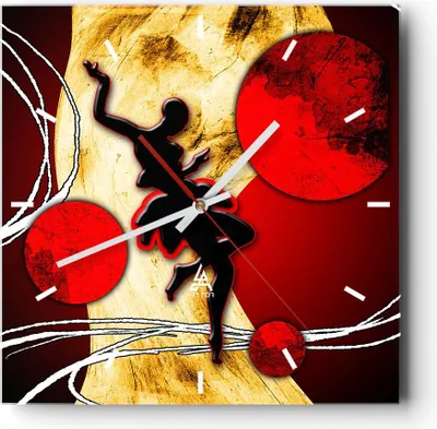 Produktbild von Wanduhr - Quadrat - Glasuhr - Afrika frau tänzerin wüste - 30x30cm - Schleichendes Uhrwerk - Lautlos - zum Aufhängen bereit - Dekoration Modern - Wanddekoration aus Glas - C3AC30x30-0686