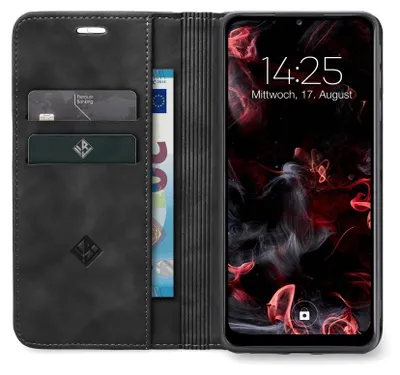 Produktbild von Handy Hülle für Xiaomi Redmi 12C Klapphülle Bookcase Flip Cover Handy Tasche Etui Farbe: Schwarz