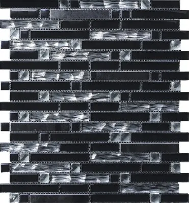 Produktbild von Glasmosaik mit Aluminium schwarz 30x34cm