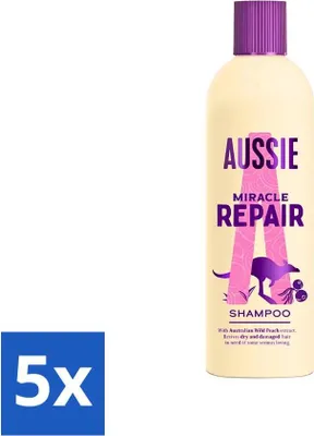 Productafbeelding van Aussie Shampoo, Repair Miracle, herstellend voor beschadigd haar, 300 ml - voordeelverpakking - 5 stuks