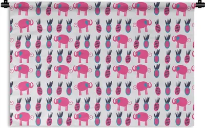 Produktbild von MuchoWow® Wandteppich Wandbehang Ananas - Elefant - Design 120x80 cm Tapisserie Dekoration Wandtuch - Wanddekorationen - Wandtücher