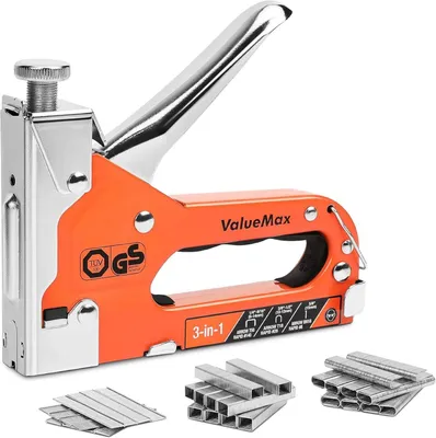 Produktbild von ValueMax Handtacker 3-in-1 Set mit 3000 Klammern - - Profi Tacker für Holz, Möbel, Dekoration