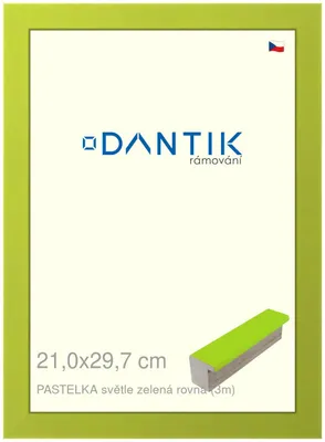 Obrázok produktu pre DANTIK rám 21x29,7 | PASTEL svetlozelená plochá (sklo číre)