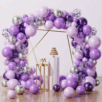 Immagine prodotto di Palloncini per compleanno, colore lilla e argento, 102 pezzi, ghirlanda di palloncini, colore viola, set in lattice, fai da te