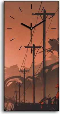 Produktbild von Wanduhr Bürouhr Leinwand Bild 30x60 Foto Wanderin und verlassene Stadt - schwarze Hände