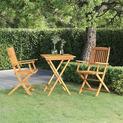 Produktbild von 3-TLG. Garten-Essgruppe Klappbar Massivholz Akazie, Esstisch Mit Stühlen Set, Gartenmöbel Sitzgruppe, Balkon Möbel, Gartenlounge Set, Terrassenmöbel, Balkonmöbel Set - 3058253