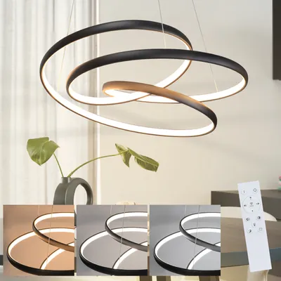 Produktbild von ZMH LED Pendelleuchte Esszimmer Schwarz Dimmbar mit Fernbedienung Hängelampe 55W Hängeleuchte Esstisch Modern Pendellampe für Wohnzimmer Schlafzimmer