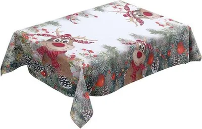 Produktbild von Famanu Tischdecke Weihnachtsmotiv - Rot Grün, 80 x 120 cm