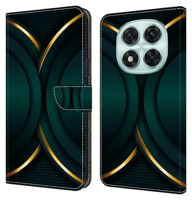 Produktbild von CLM-Tech Handyhülle kompatibel mit Xiaomi Redmi Note 14 Pro 5G Hülle - Tasche aus Kunstleder - Klapphülle mit Ständer und Kartenfächern - Schutzhülle Wallet Case Cover goldener Rand Kontur