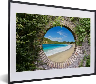 Produktbild von MuchoWow® Gerahmtes Poster Strand - Meer - Blick 40x30 cm - Poster mit Schwarzem Bilderrahmen Wandposter Rahmen Foto Bilder - Bilderrahmen - Poster im Rahmen