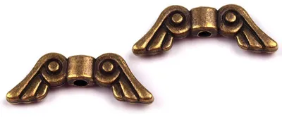 100 Zwischenelemente, Zierperle 'Engelsflügel', 5x15mm, altmessing