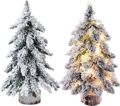 Zdjęcie produktu dla Choinki z lampkami, 45 cm, zestaw 2, aksamitne czubki, dekoracja stołu, świąteczna dekoracja domu, na przyjęcia bożonarodzeniowe