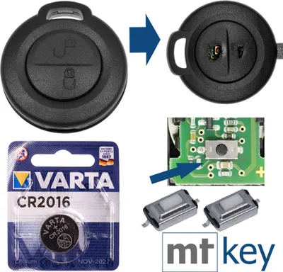 Produktbild von Repair Reparatur Satz Auto Schlüssel Austausch Gehäuse mit 2 Tasten + Drucktasten + Batterie kompatibel mit Mitsubishi Colt Smart 454 Forfour Gehäuse