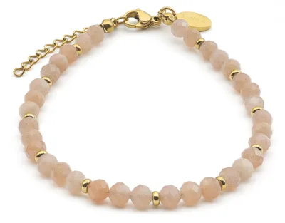Productafbeelding van LAVISA Granaat edelsteen armband - 4 mm parels - Echte natuursteen parels | Kristalparels, helende stenen | One size met verlenging (maansteen)