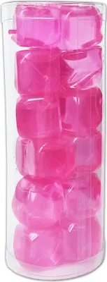 Produktbild von 18x EISWÜRFEL Kunststoff wiederverwendbar Kühlsteine Eis Cube Würfel Whiskysteine Whisky Steine Stones Wein Sekt Kühler 67 (Pink)