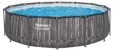 Produktbild von Steel Pro MAX™ Solo Pool ohne Zubehör Ø 427 x 107 cm, Holz-Optik (Mooreiche), rund