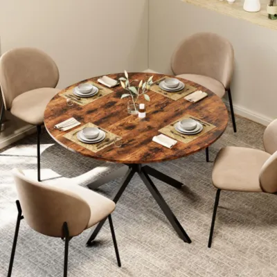 Produktbild von Runder Esstisch, Küchentisch großzügig mit X-Füßen, Küche Wohnzimmer Ø120 cm