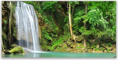 Produktbild von Glasbilder 120x60 Wandbild Druck auf Glas Wasserfall Wald Natur