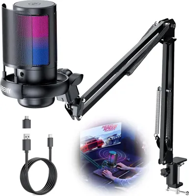 Produktbild von Mikrofon Gaming-Mikrofon PC mit Arm RGB, Mikrofon