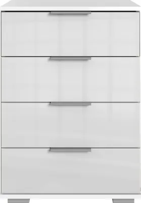 Produktbild von Nachtschrank Easy Plus Schubladenkommode 52x38x74cm weiß Front Weißglas