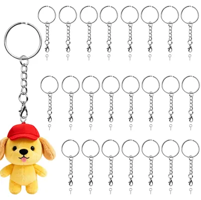 Produktbild von Schlüsselring mit Kette und Karabinerverschluss - 50 Stück Set