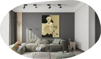 Produktbild von Ovaler Wandspiegel Vanomi mit schwarzem Profilrahmen, transparent, 52x89cm, 8898
