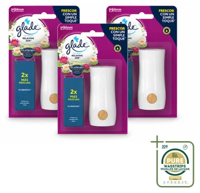 Obrázek produktu pro 3 kusy vonného difuzéru Glade Touch & Fresh Relaxing Zen, objem 10 ml – balení