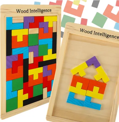 Obrázok produktu pre Drevené puzzle tetris bloky 40el.