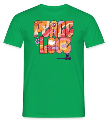 Produktbild von Spreadshirt Woodstock Peace Love Hippie Design Männer T-Shirt, M, Kelly Green