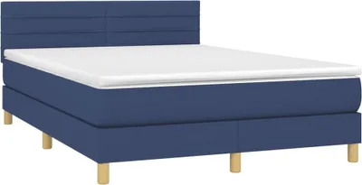 Produktbild von Boxspringbett mit Matratze Blau 140x190 cm Stoff