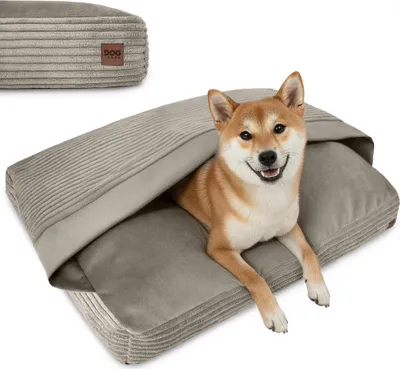 Produktbild von Domarex Dogguru Warm Nest Hundebett & Katzenbett – Kuschelhöhle mit Decke, Warm, Rutschfest, Premium, Beige
