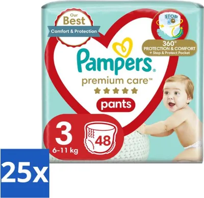 Produktbild von Pampers – Windelhosen – Premium-Pflegehosen Größe 3 – 48 Windeln - Vorteilspack - 25 Stücke