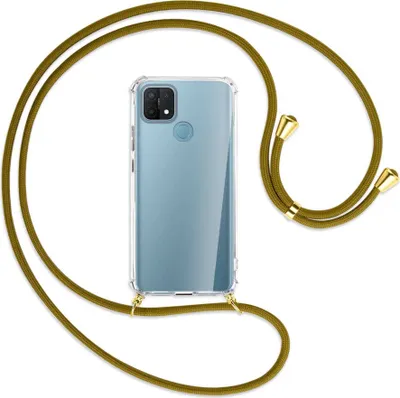 Produktbild von Handykette Backcover-Schutzhülle mit Band (Metall goldfarben) für Oppo A15 - khaki