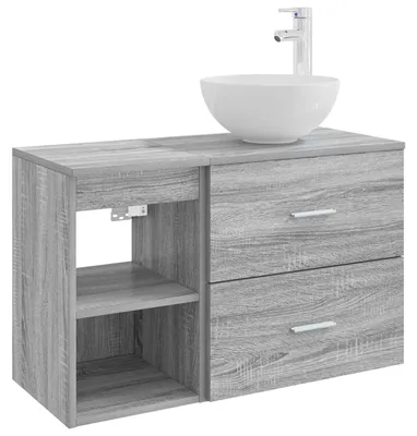 Obrázek produktu pro Sada koupelnového nábytku 2 pcs Šedý Sonoma Kompozitní dřevo
