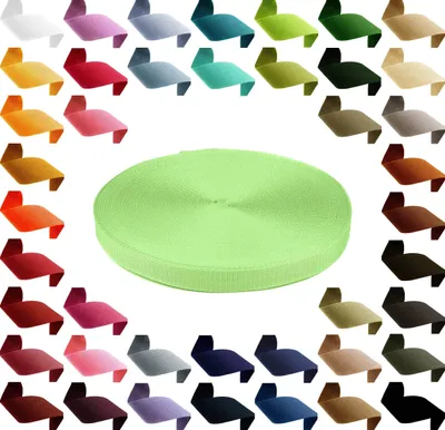 12m Polypropylen PP Gurtband 15mm, Gurt 1,3mm stark, pastellgrün