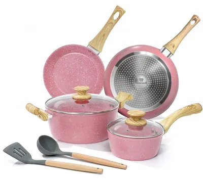 4-teiliges Pannenset mit Antihaftbeschichtung, Induktion, 2 Töpfe mit Deckel