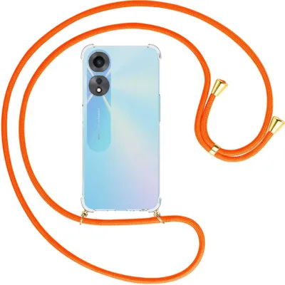 Produktbild von Handykette Backcover-Schutzhülle mit Band (Metall goldfarben) für Oppo A58 5G, Oppo A78 5G (6.56'') - neonorange