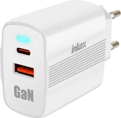 Immagine prodotto di Inkax, alimentatore USB-C GaN 45W + ricarica rapida USB Formato minimalista, bianco