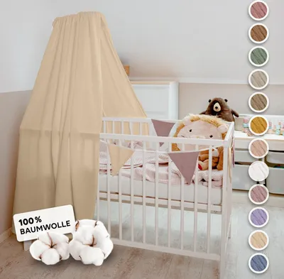 Produktbild von Handgefertigter Musselin Betthimmel aus 100% Baumwolle für Babybett