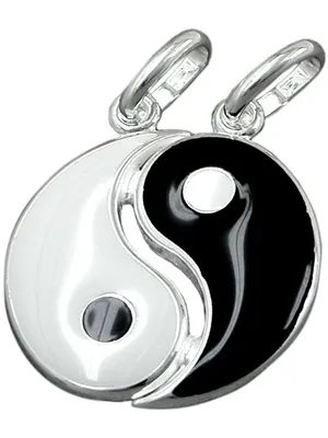 Produktbild von Anhänger Yin Yang 16mm schwarz weiß lackiert Silber 925
