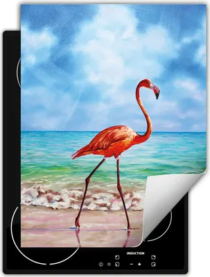 Produktbild von DarHaus Herdabdeckplatte Einteilig Küche Abdeckplatte für Glaskeramikfeld Abdeckung Induktionskochfeld Aufrollbare Matte 40x52 cm, Flamingo - Meer