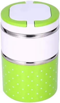 Immagine prodotto di Contenitore termico in acciaio inossidabile per alimenti con manico, a 3 strati, 900 ml, verde