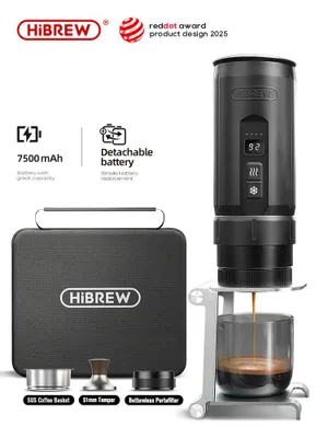 Produktbild von HiBREW H4C Tragbare Espressomaschine mit abnehmbarem Akku, 20 Bar, PID-Temperaturregelung, für gemahlenen Kaffee & Kapseln, kabellos