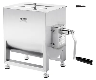 Obrázok produktu pre VEVOR Manuálny mixér na mäso, 20L pevná nádrž na spracovanie mäsa (miešanie max. 30LBS pre mäso), mixér na mäso z nehrdzavejúcej ocele, s reduktorom s rukoväťou veka