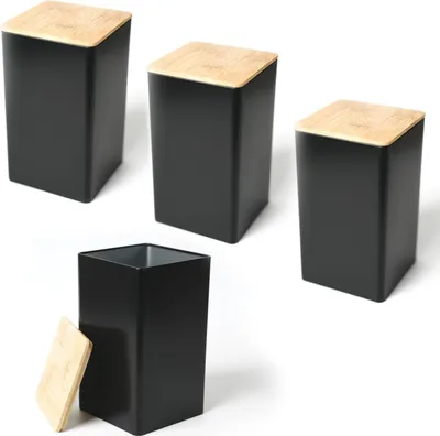 Produktbild von Bambusdosen mit Deckel 4-teilig schwarz