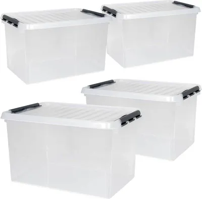 Produktbild von 4x Transparente Ordnerbox mit Deckel, LxBxH 600x400x340 mm