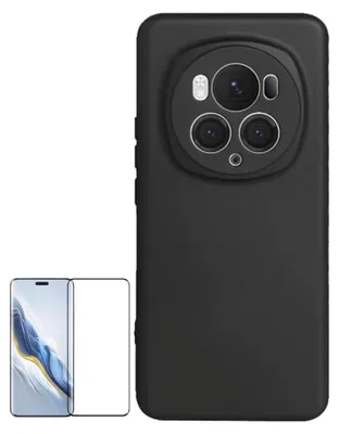 Obrázek produktu pro Silikonové pouzdro TPU pro Honor Magic 6 Pro, černé + zakřivená skleněná ochranná fólie H9