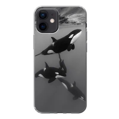 Produktbild von MuchoWow® Handyhülle Schutzhülle Hülle für iPhone 12 Orca - Wasser - Schwarz - Weiß Silikon Softcase Handy Hülle - Schutzhülle